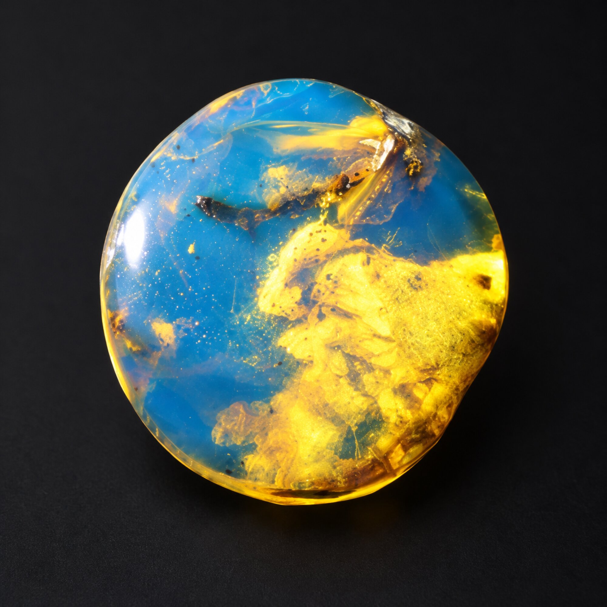 Untreated deep bkue Dominican amber cabochon – photo 2