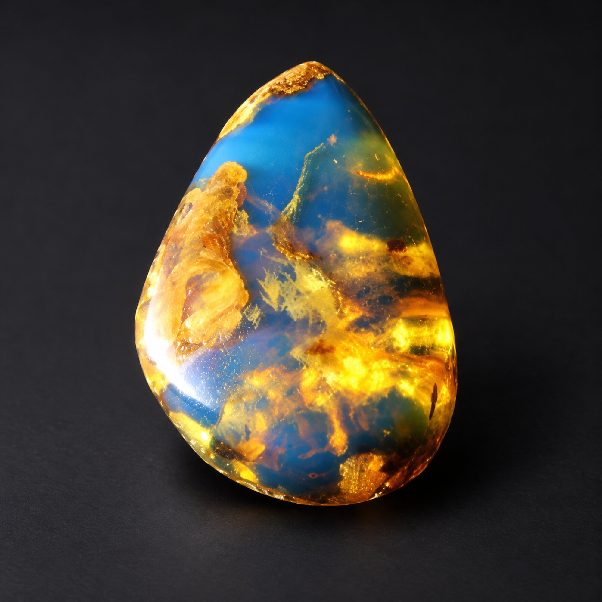 Untreated deep blue Dominican amber cabochon – photo 3