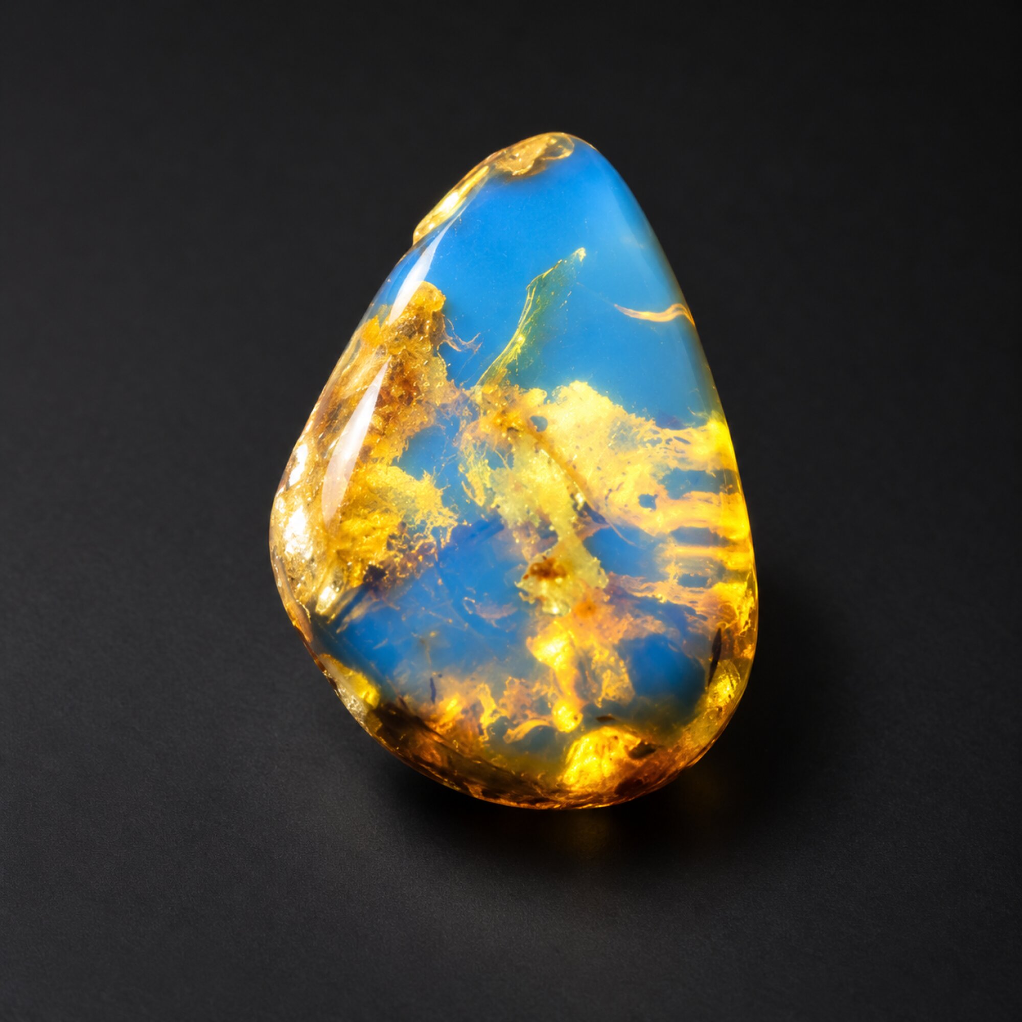 Untreated deep blue Dominican amber cabochon – photo 4