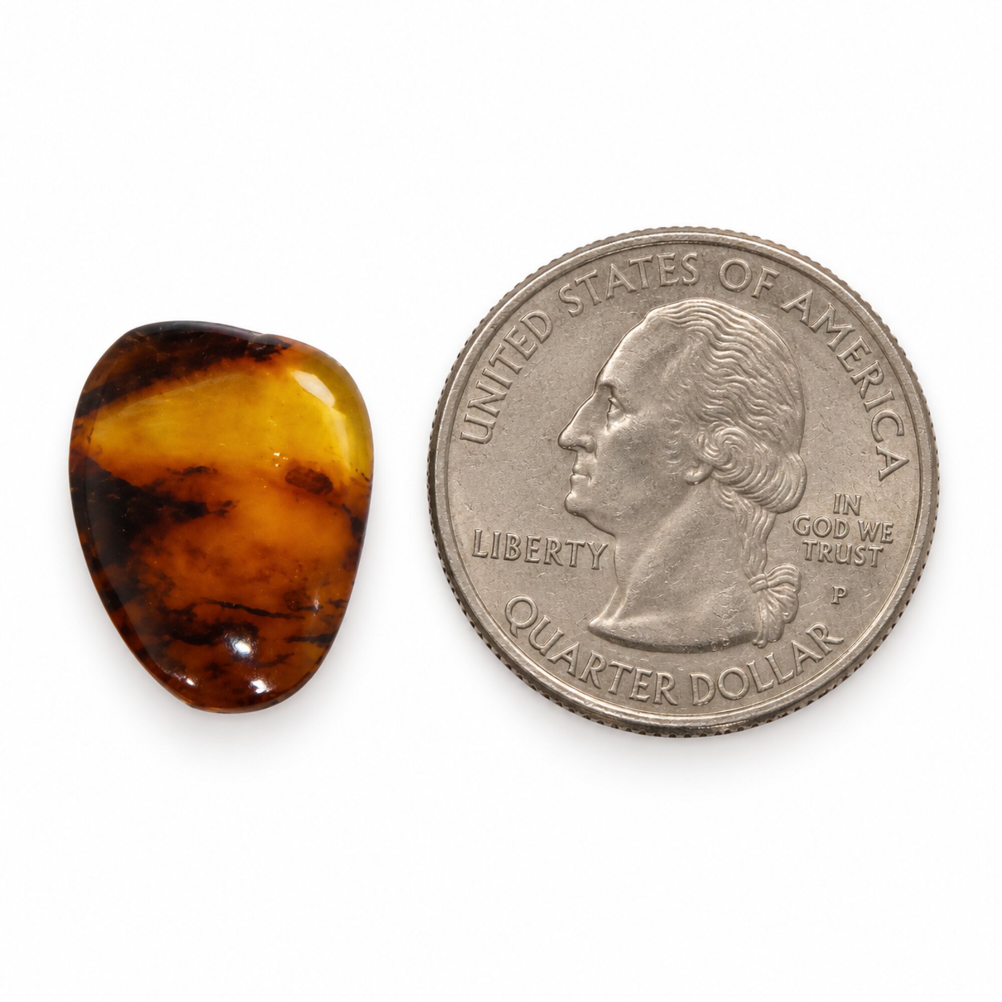 Genuine orange green Dominican amber cabochon – photo 5
