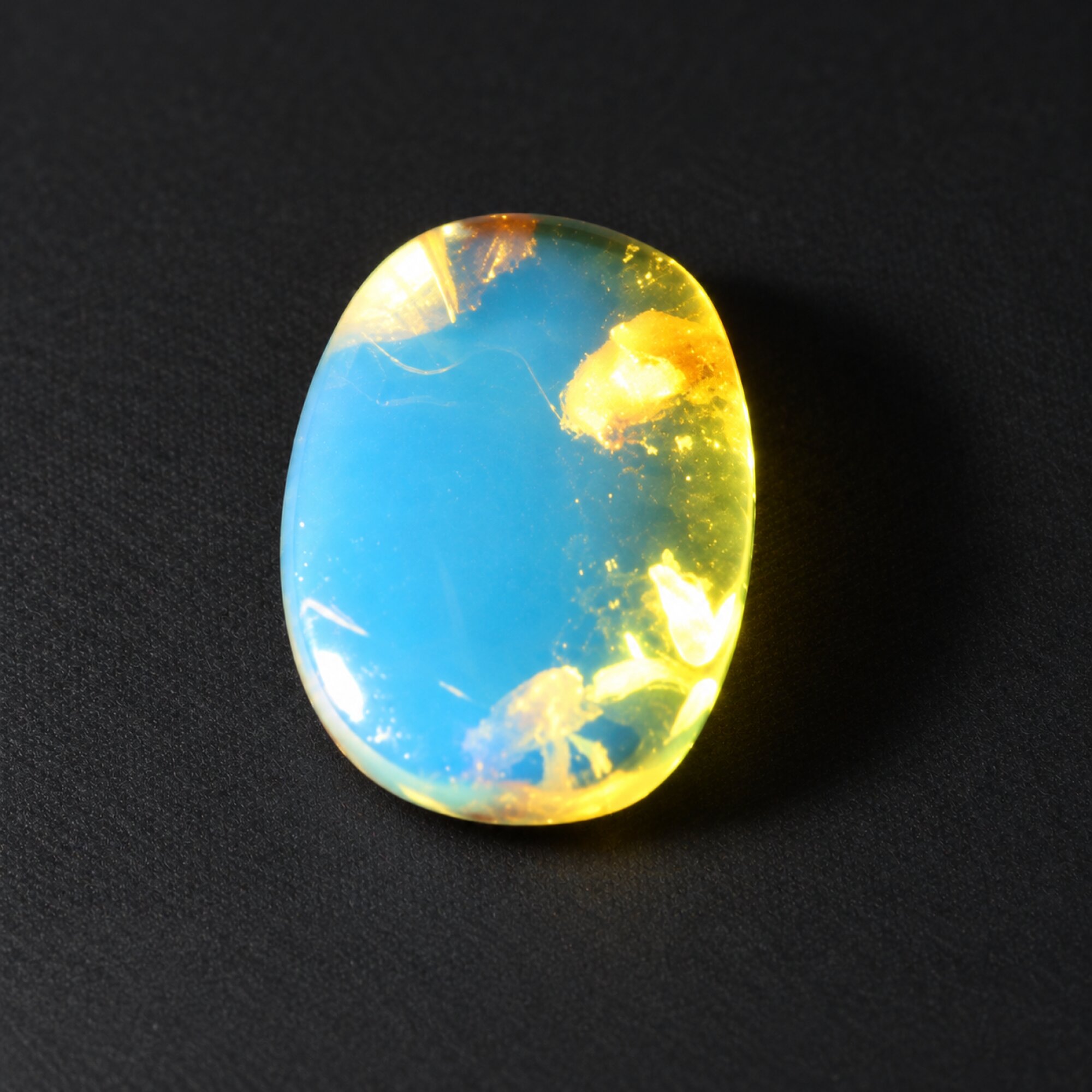 Natural sky blue Dominican amber cabochon