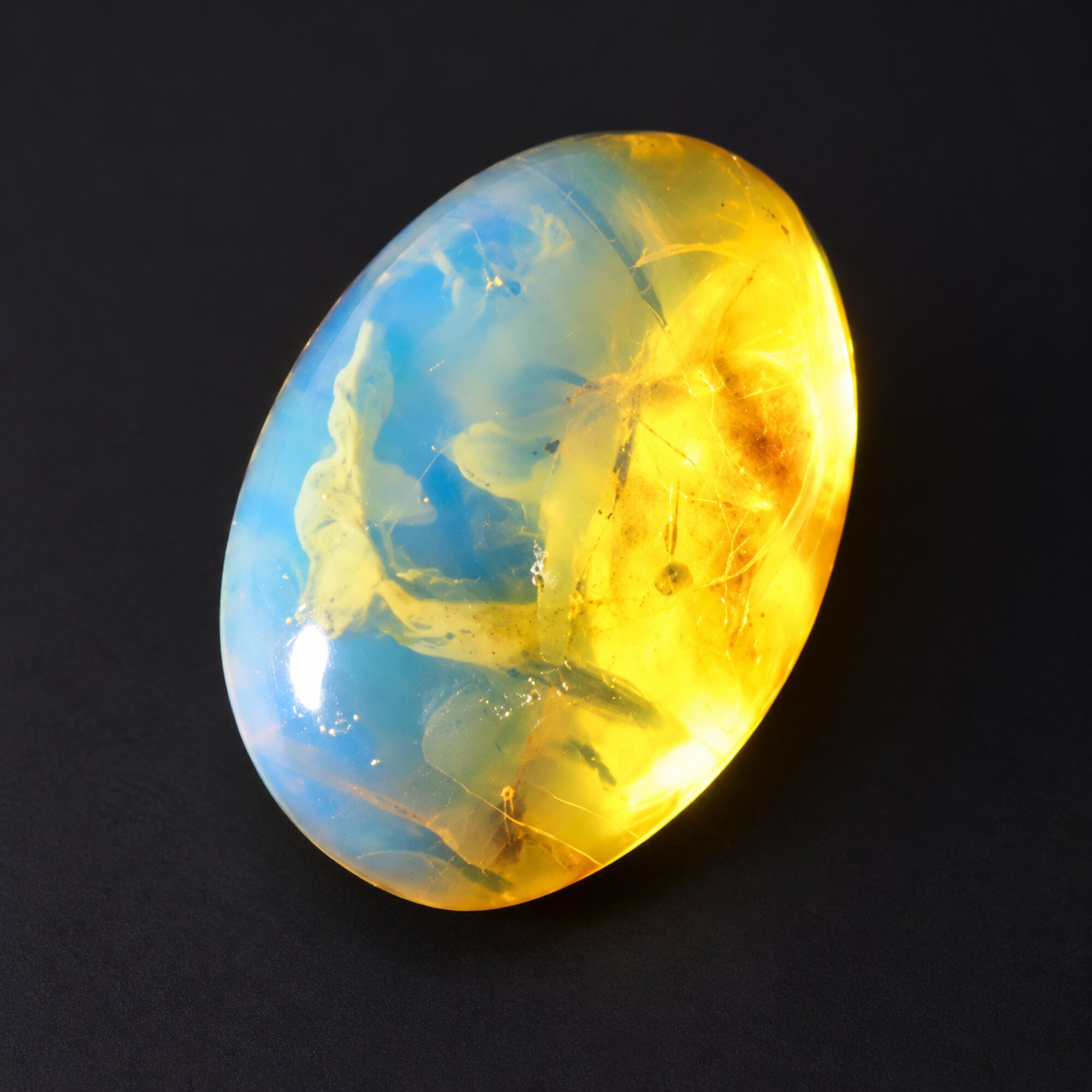 Untreated sky blue Dominican amber cabochon