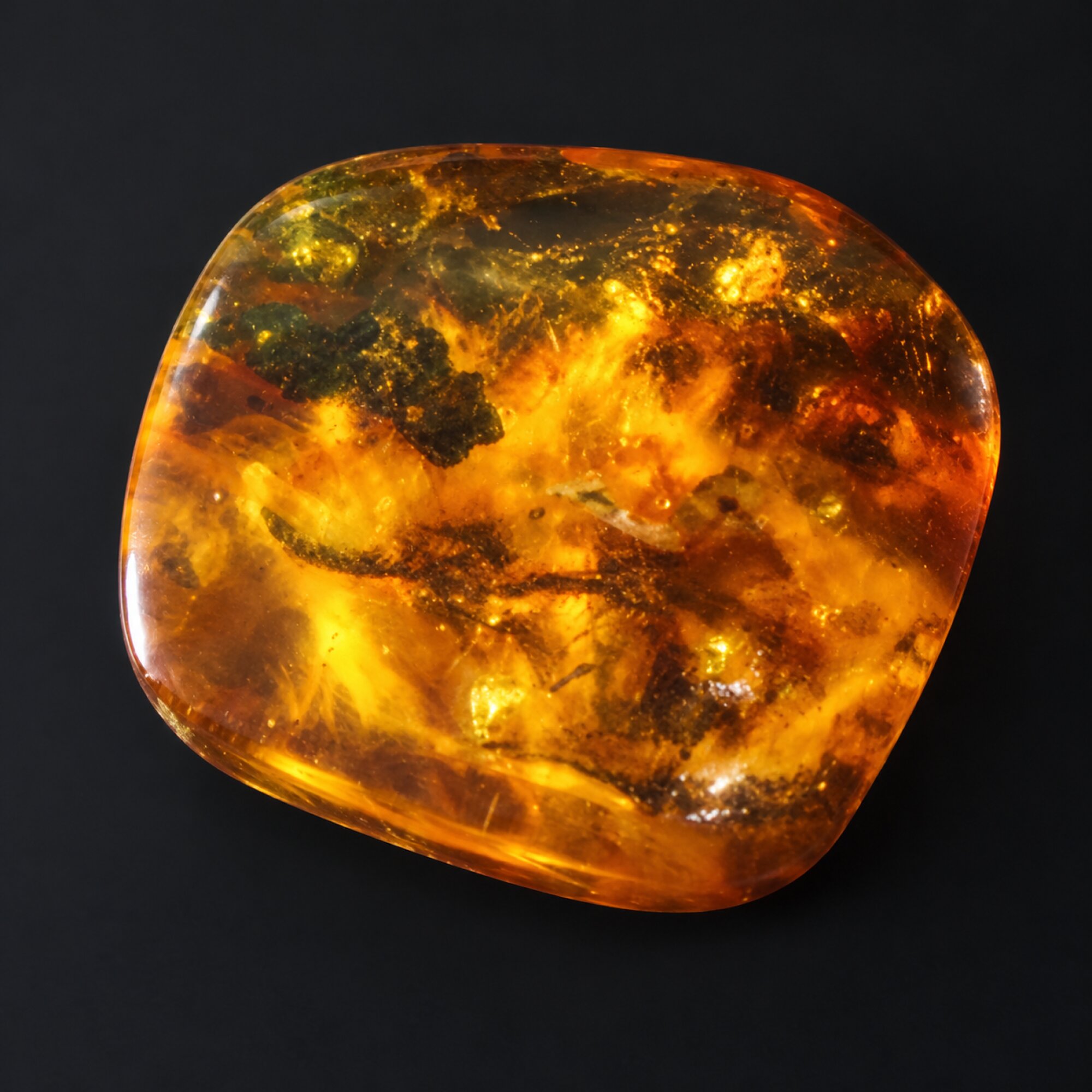Nature created orange yellow Dominican amber cabochon – photo 2