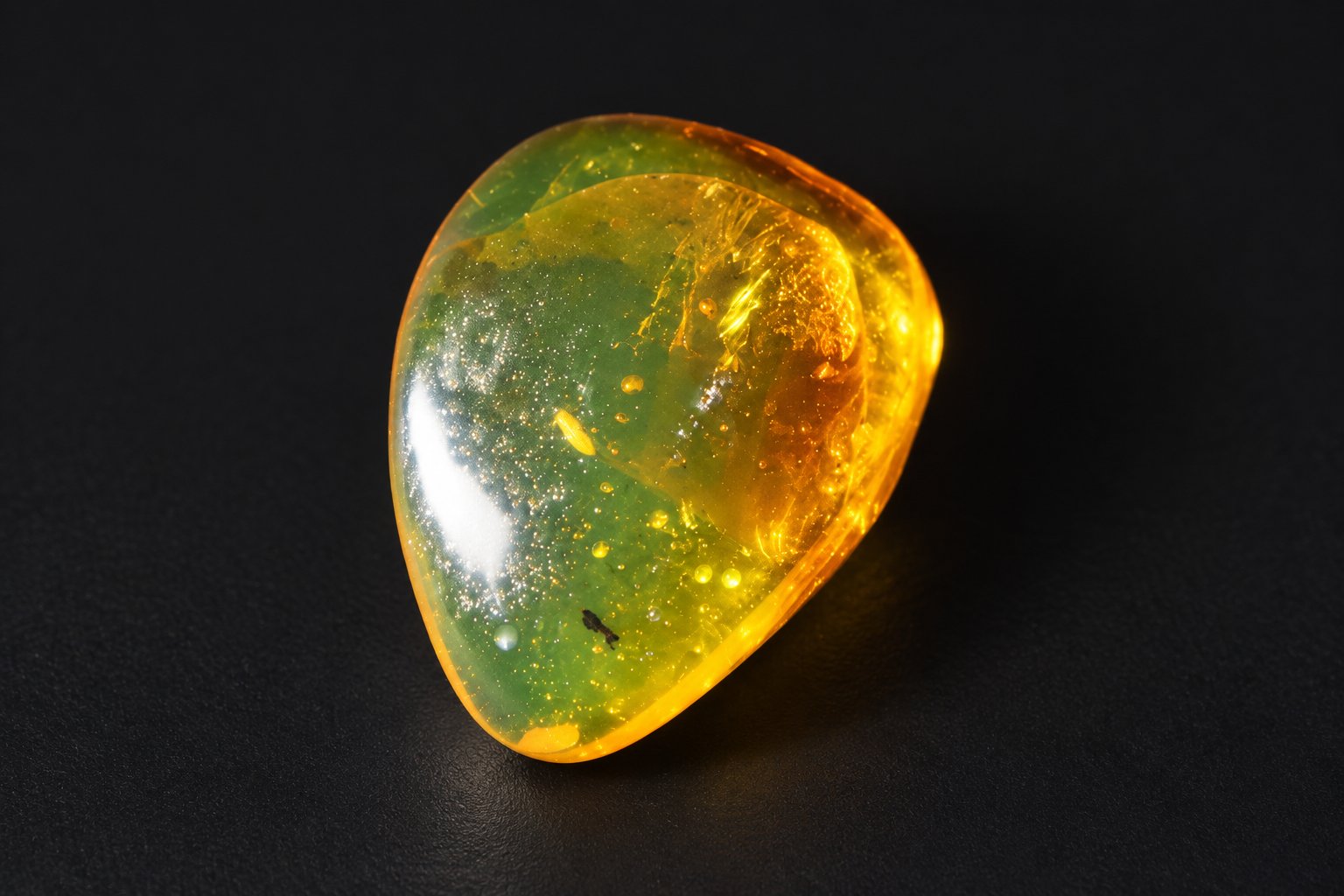 Authentic orange green Dominican amber cabochon