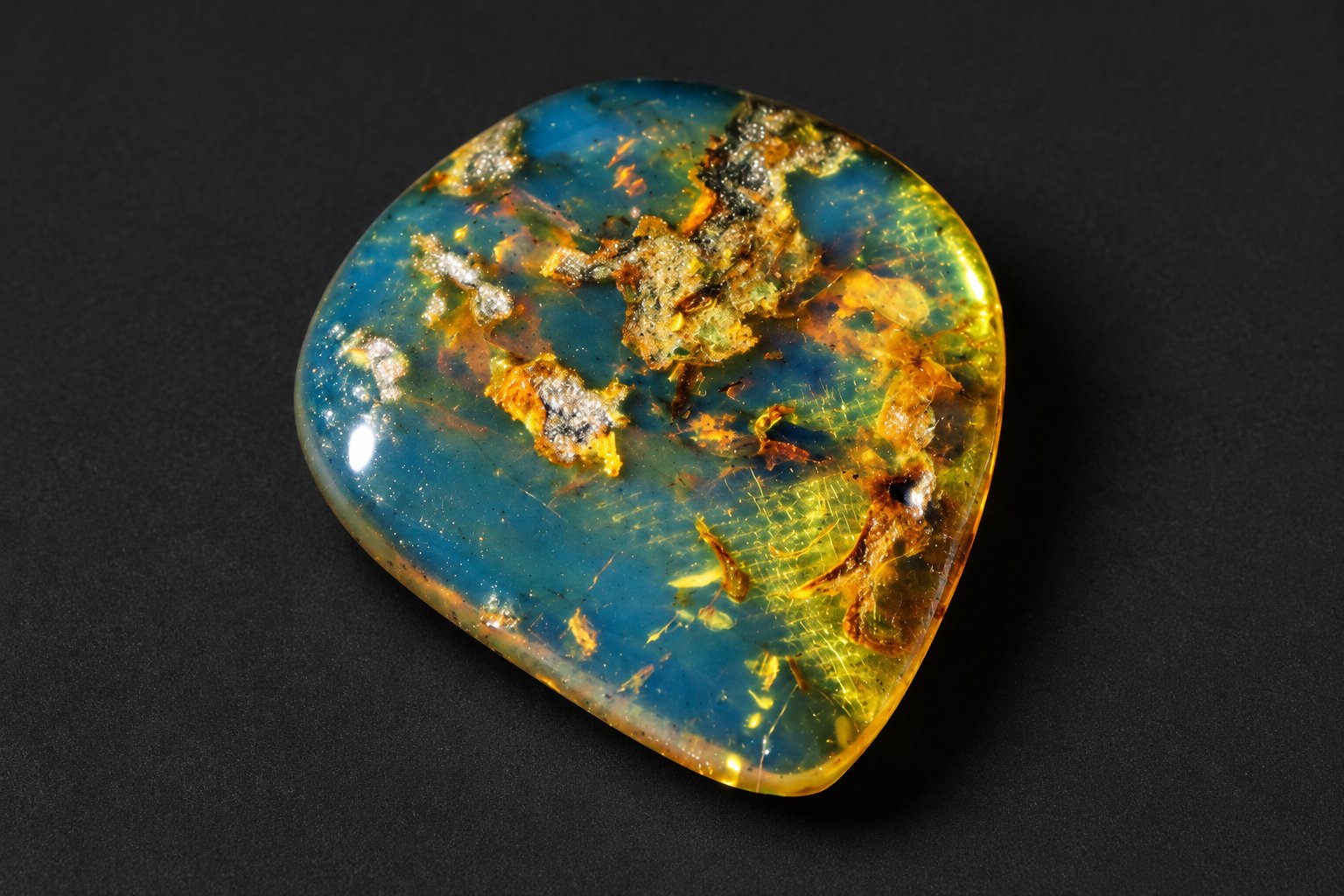 Genuine deep blue polished Dominican amber