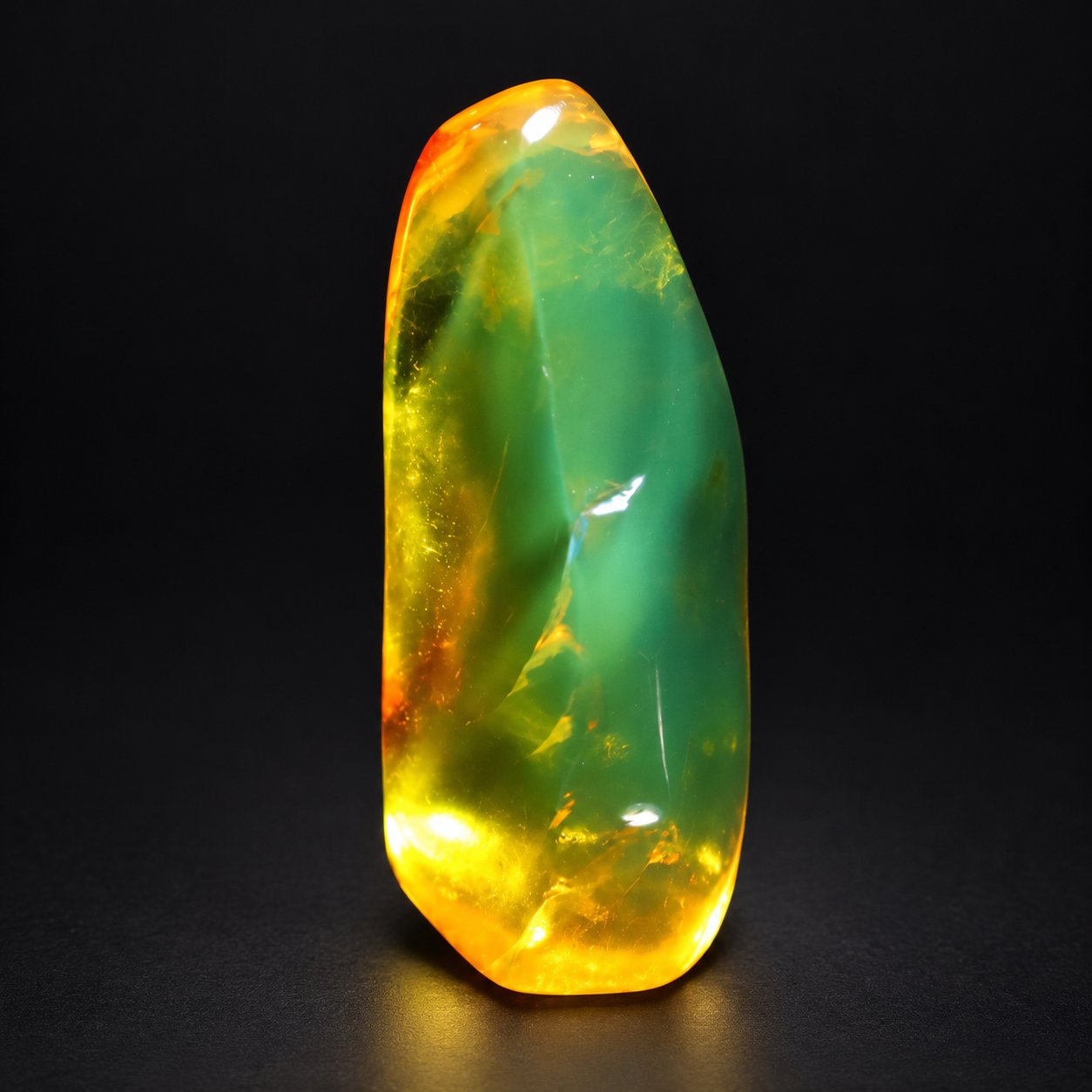 True caribbean deep green polished Dominican amber