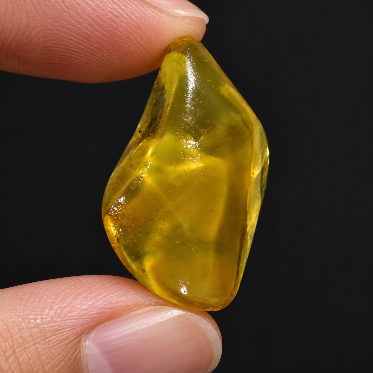 Real olive green polished Dominican amber 35mm – photo 9
