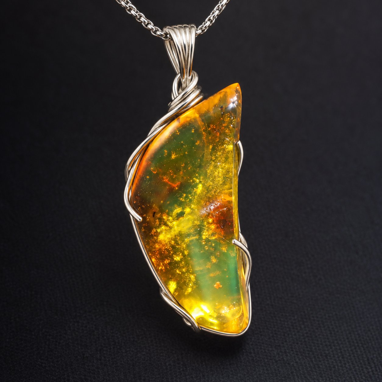 Real orange green polished Dominican amber 39mm – photo 2