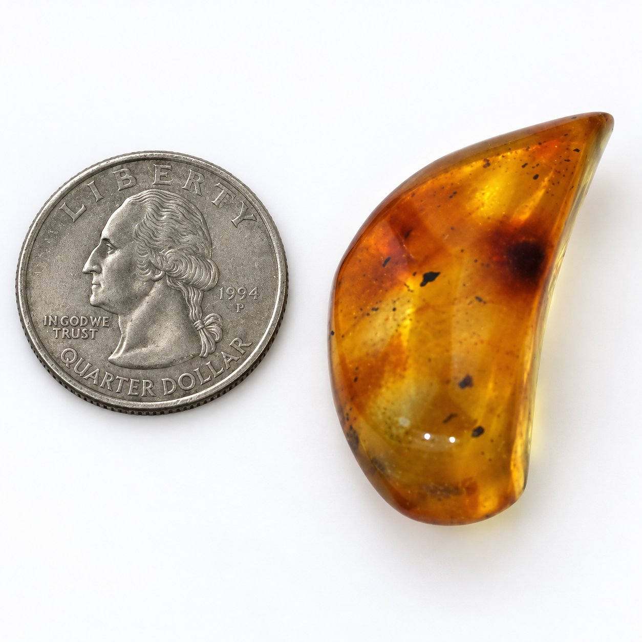 Real orange green polished Dominican amber 39mm – photo 4