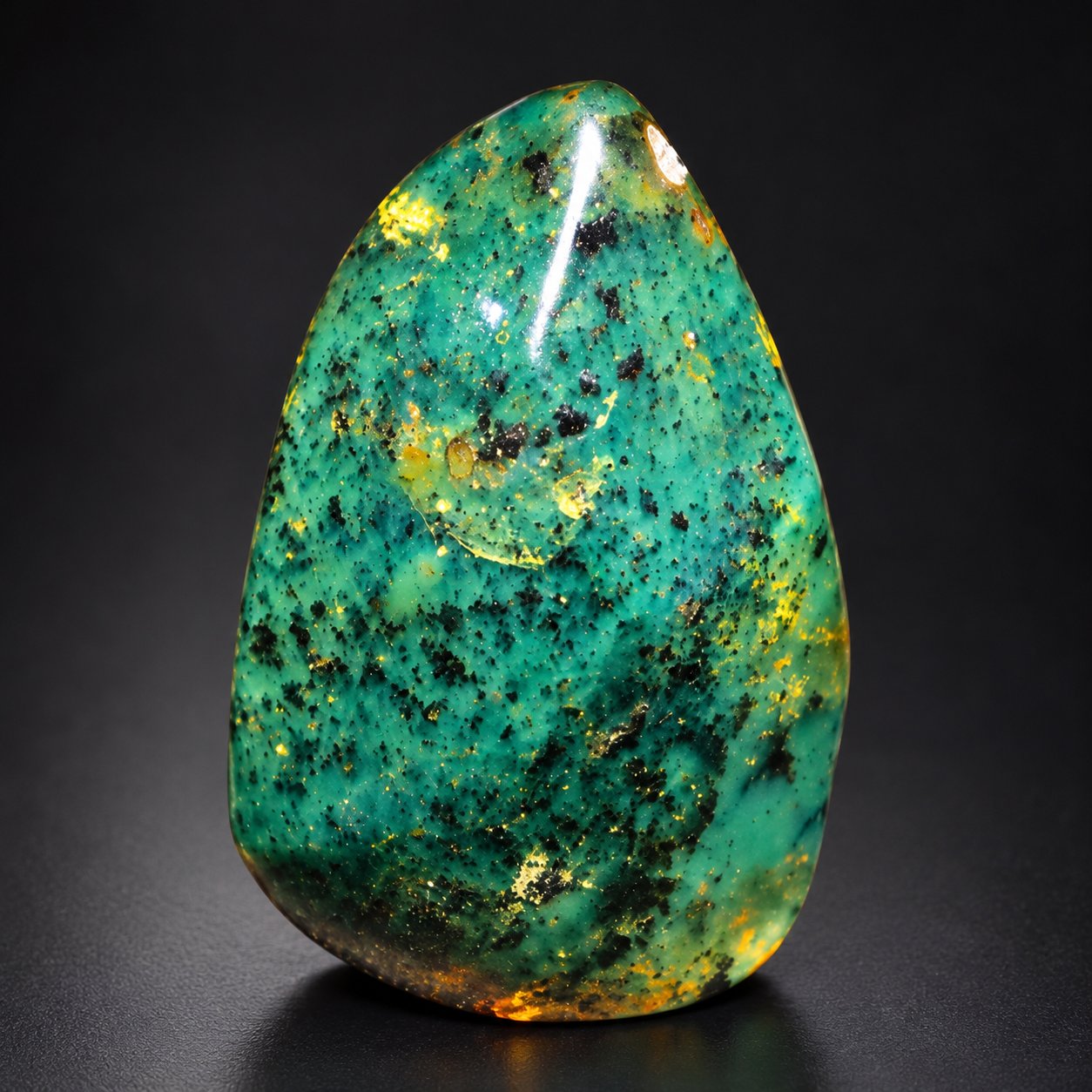 Earth mined cognac green polished Dominican amber 35mm