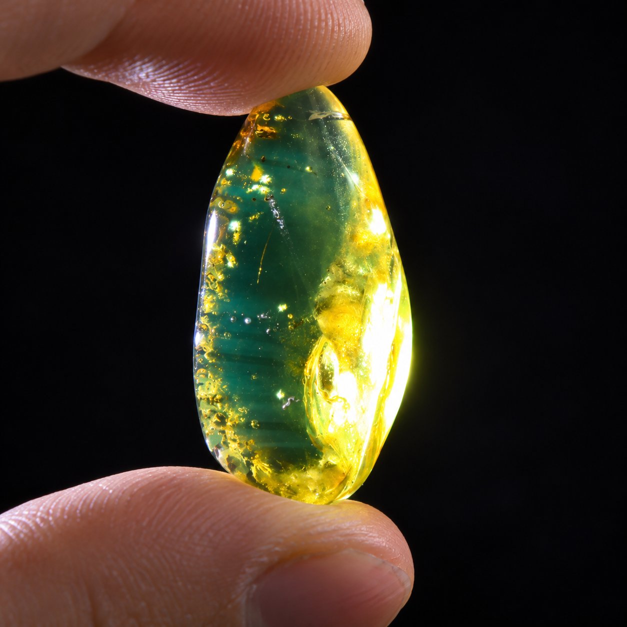 Authentic yellow green polished Dominican amber 35mm – photo 6