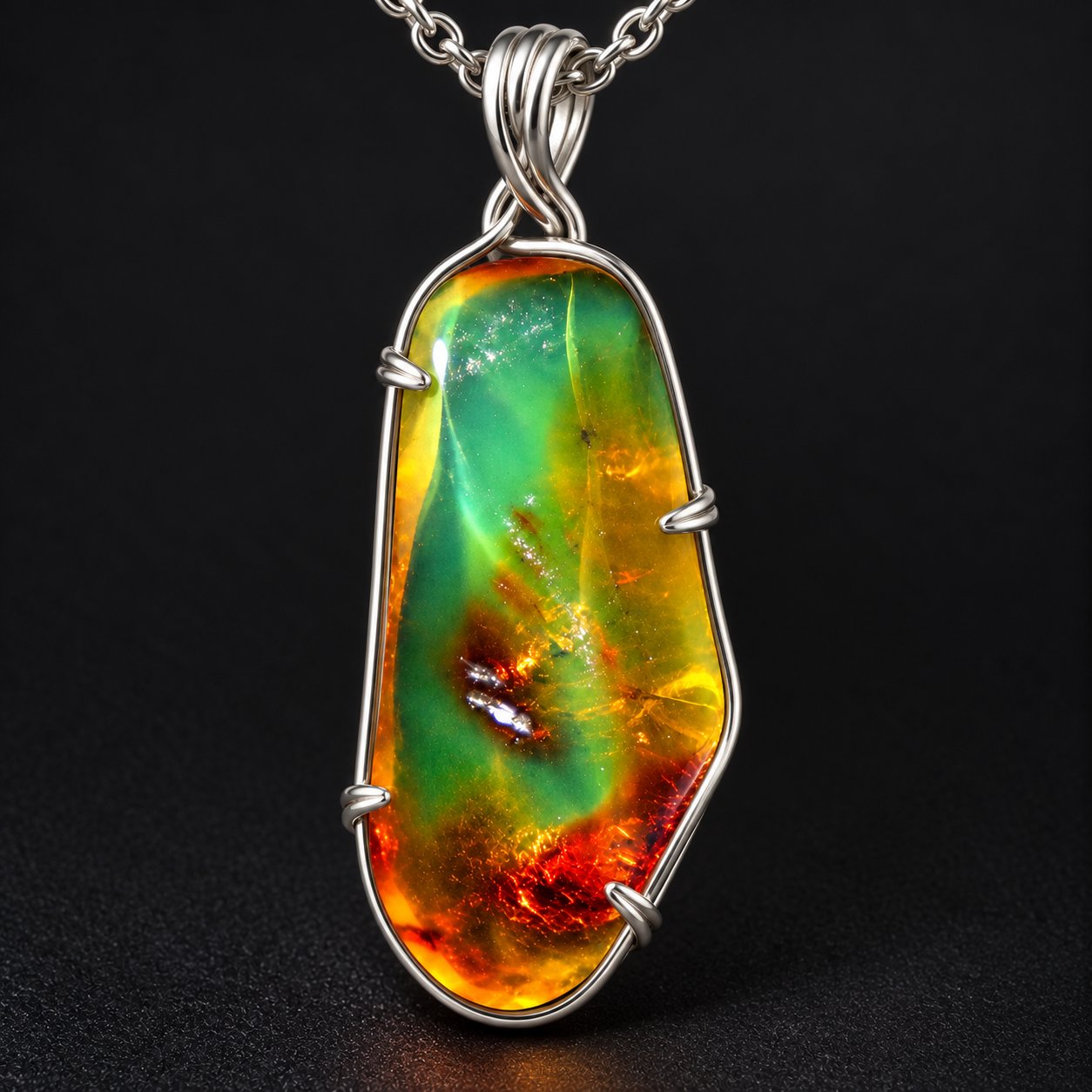 Real dark green polished Dominican amber 35mm – photo 2