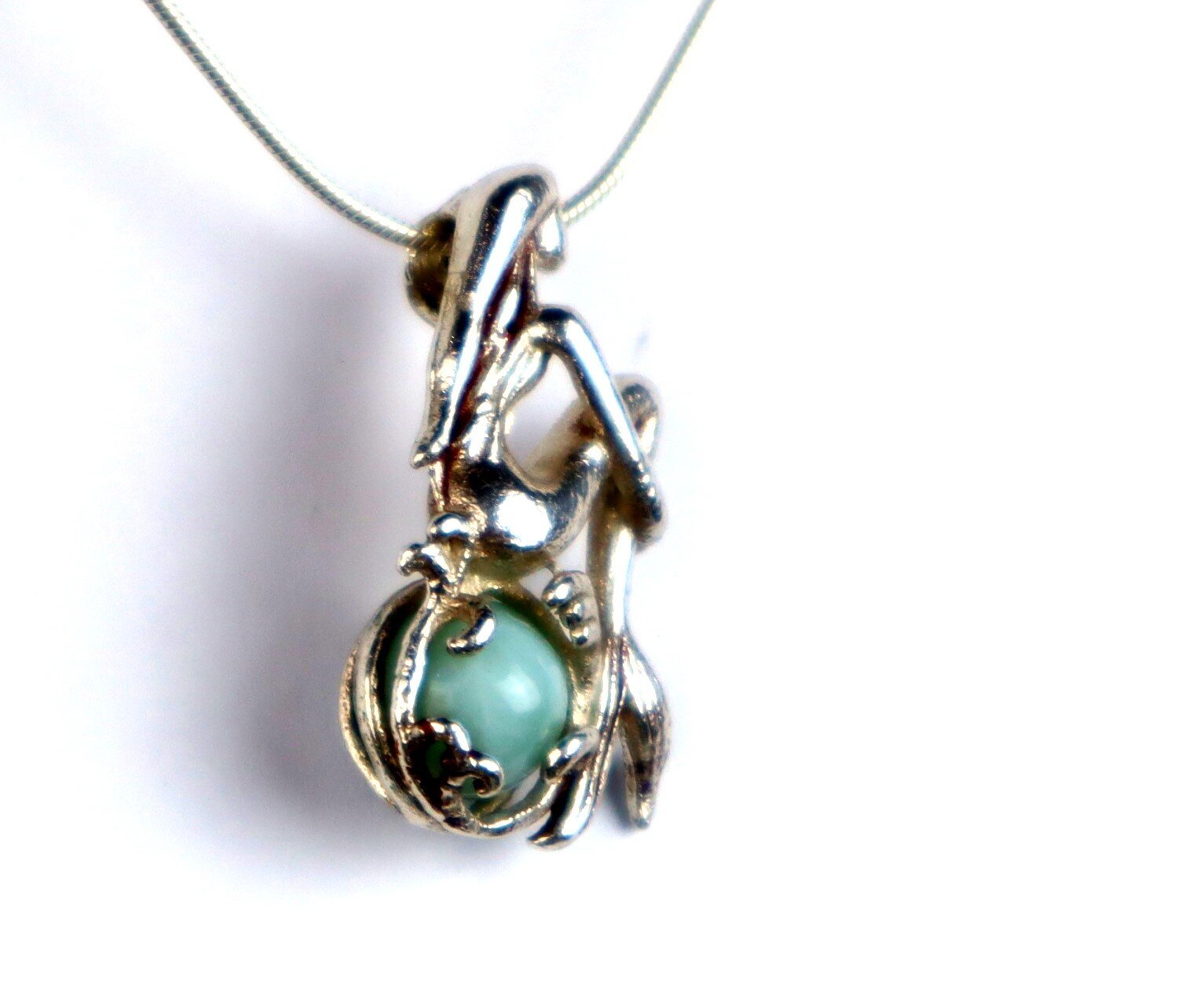Natural Blue Larimar .925 Silver Mermaid Nixe Pendant 27mm free chain Necklace – photo 6