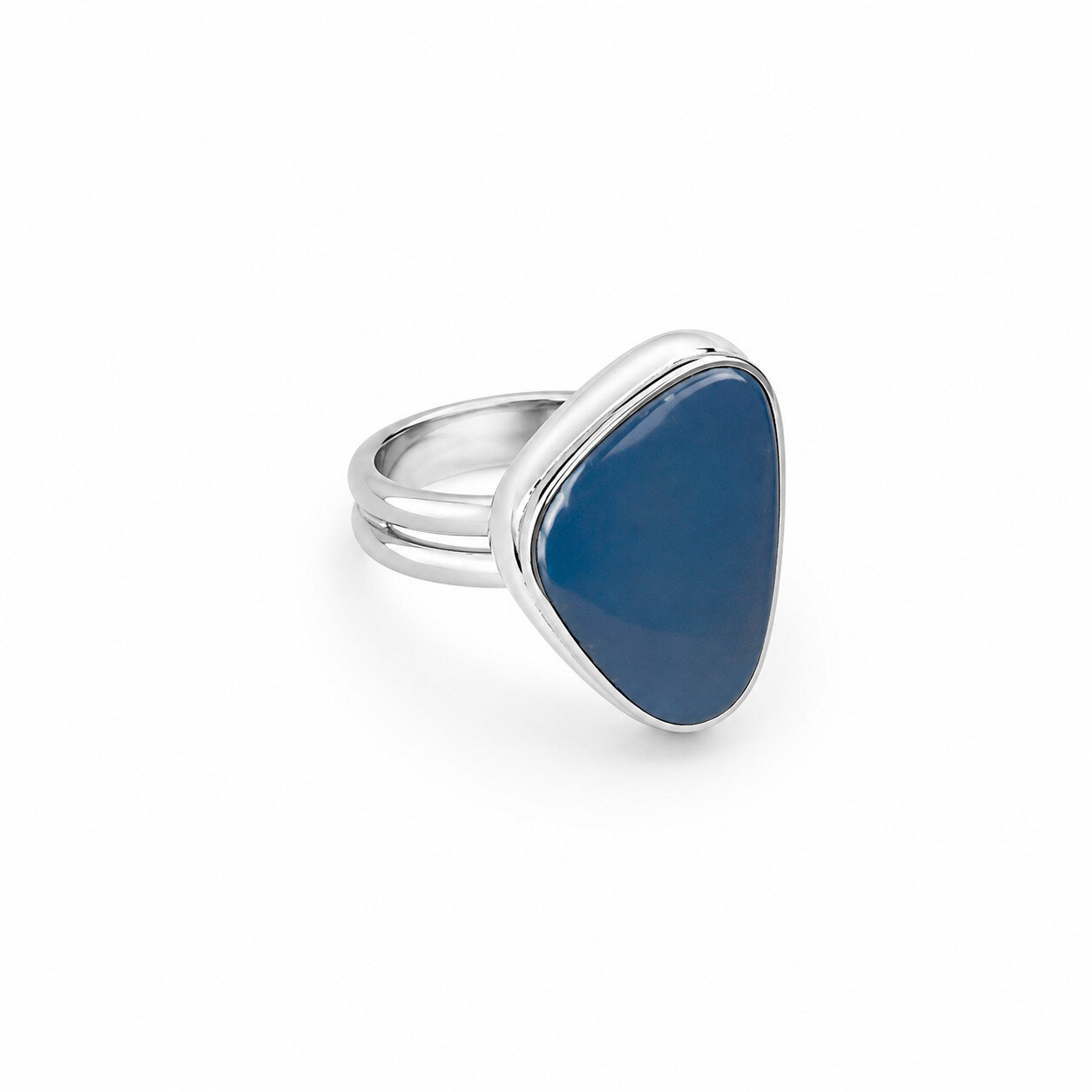 Quality Artisan Blue Chalcedony 925 Sterling Silver Freeform Cabochon Ring – photo 3