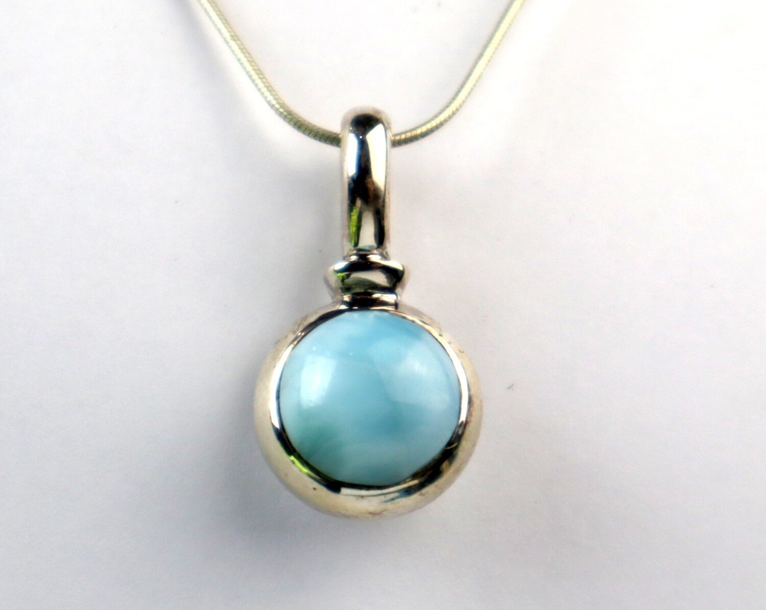 Finest Natural Sky Blue Larimar .925 Sterling Silver Necklace Chain 16inch – photo 8