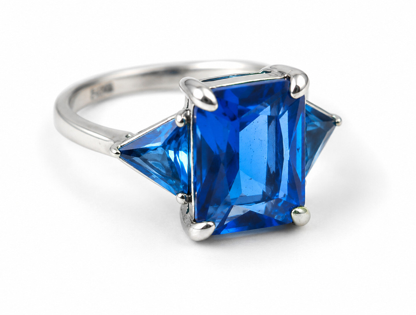 Elegant Fine Blue Topaz 925 Sterling Silver Rectangular Ring US#8 – photo 3