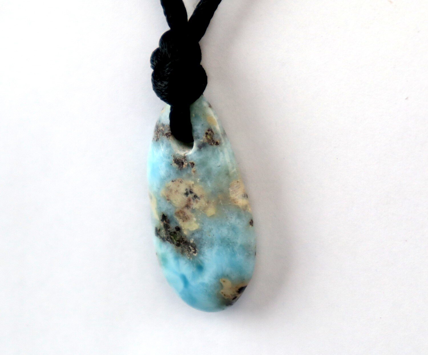 Charming Design Natural Light Blue Larimar Necklace free leather cord – photo 4