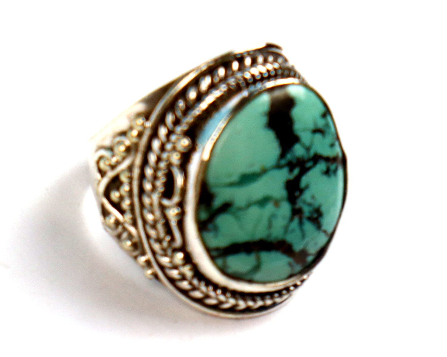 Outstanding Natural Light Green Turquoise .925 Sterling Silver Ring #7.5 – photo 2
