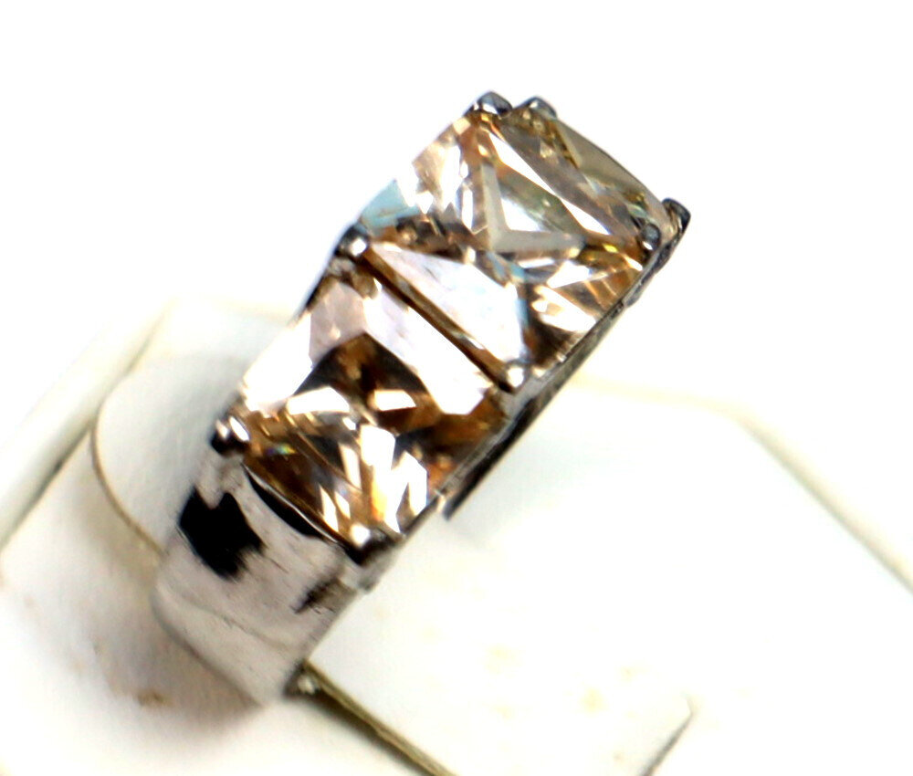 Outstanding Champagne Cubic Zirconia .925 Sterling Silver Ring #6 – photo 4
