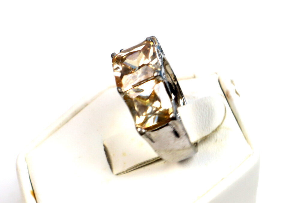 Outstanding Champagne Cubic Zirconia .925 Sterling Silver Ring #6 – photo 7