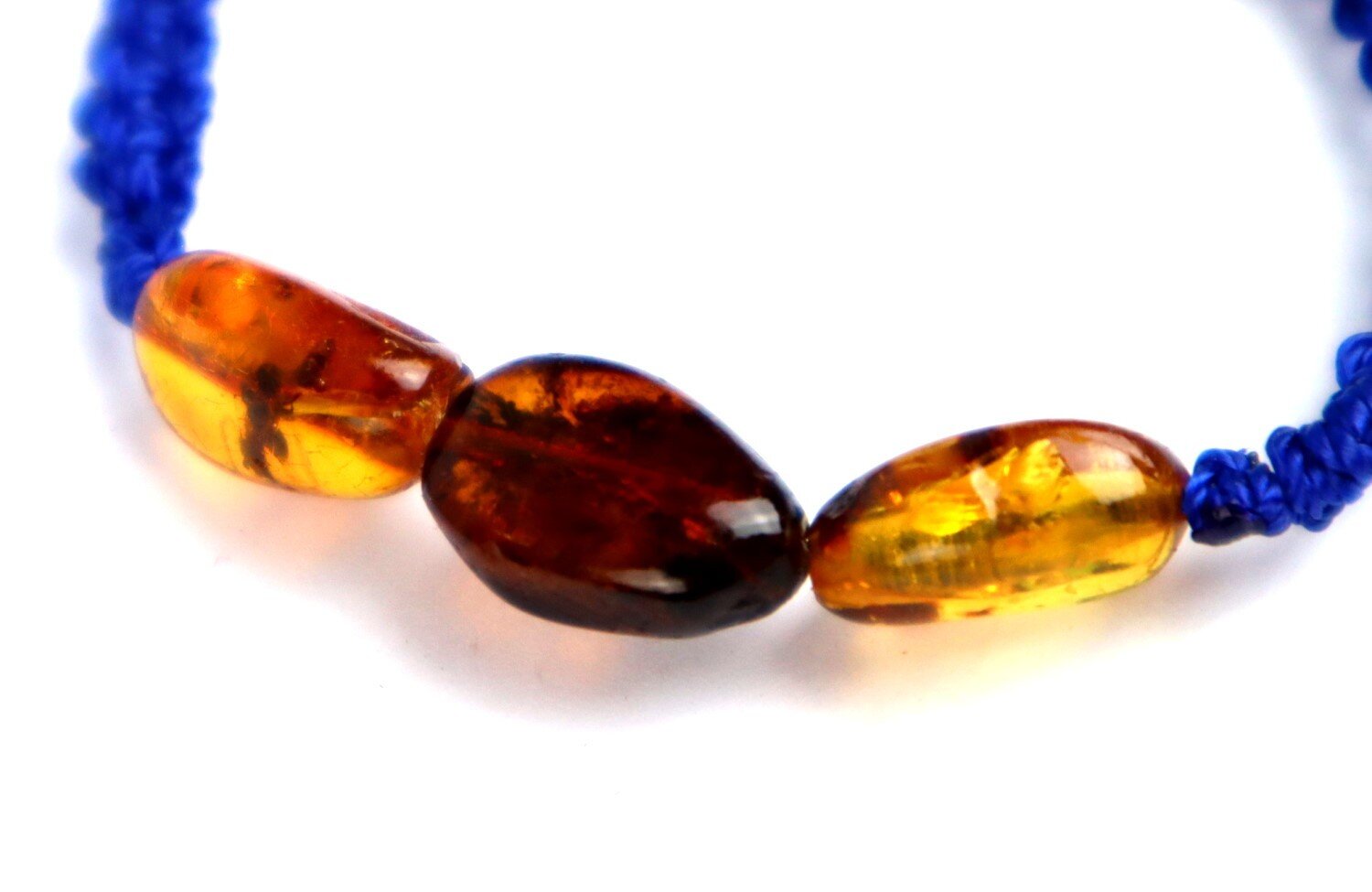 Beautiful Natural Clear Dominican Amber Blue Cord Bracelet 5-8 inch adjustable – photo 3