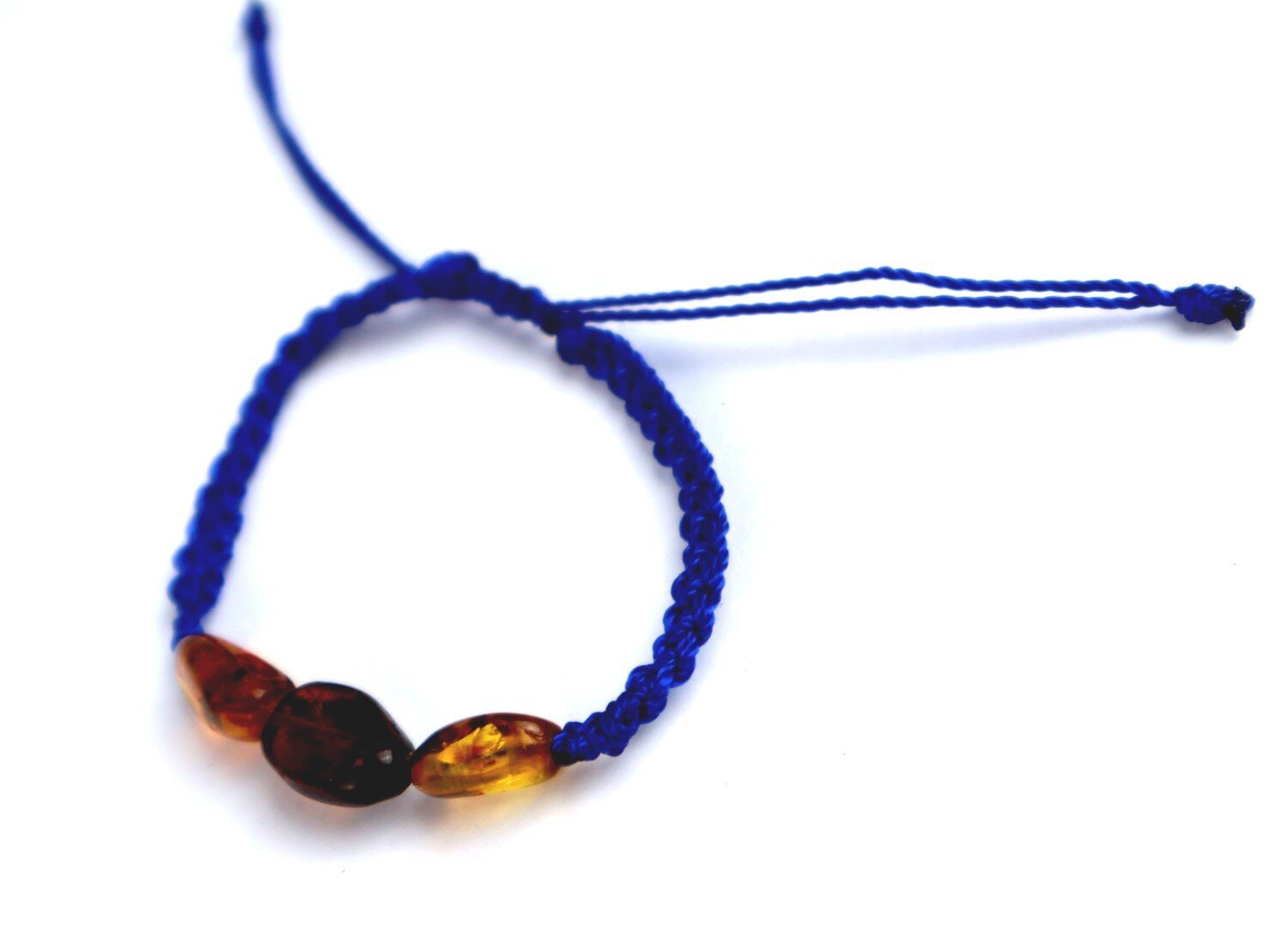 Beautiful Natural Clear Dominican Amber Blue Cord Bracelet 5-8 inch adjustable – photo 5