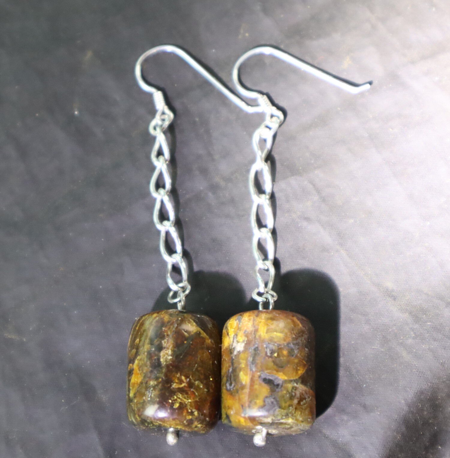 Charming 3inch Natural Transl. Orange Barrel Amber .925 Sterling Silver Earrings – photo 5