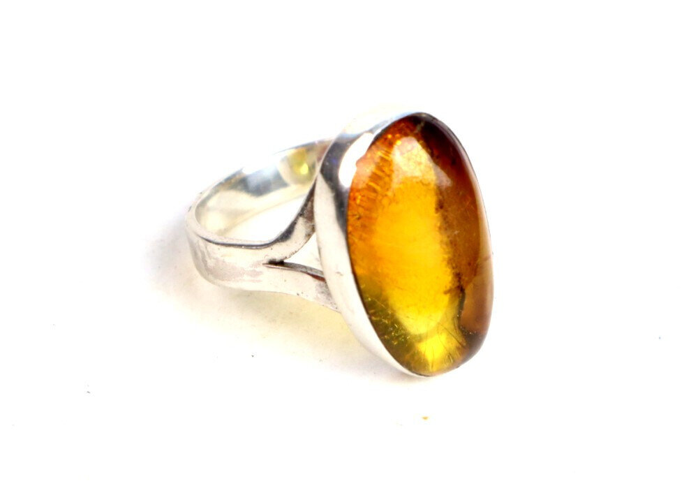 Exquisite Natural Clear Yellow Orange Amber .925 Sterling Silver Ring #5 – photo 3