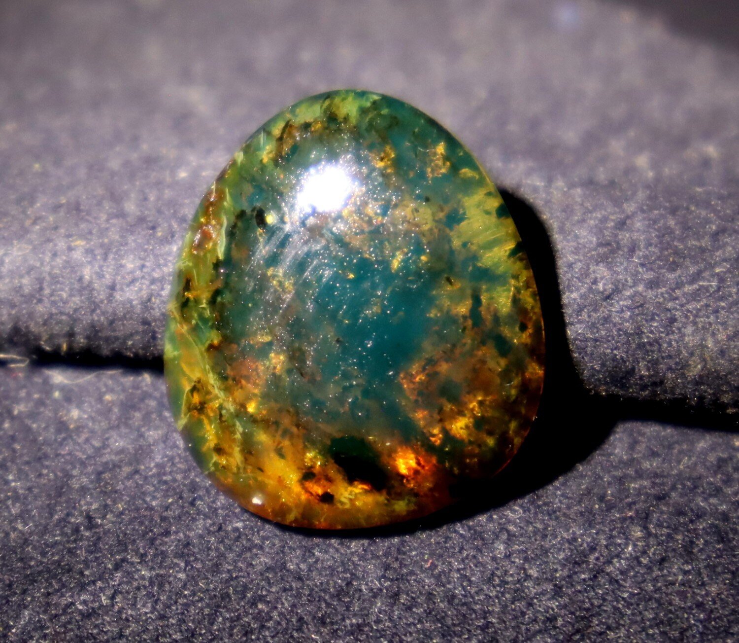Charming Design Natural Dom. Translucent Ocean Blue Amber Polished Stone 20mm – photo 5