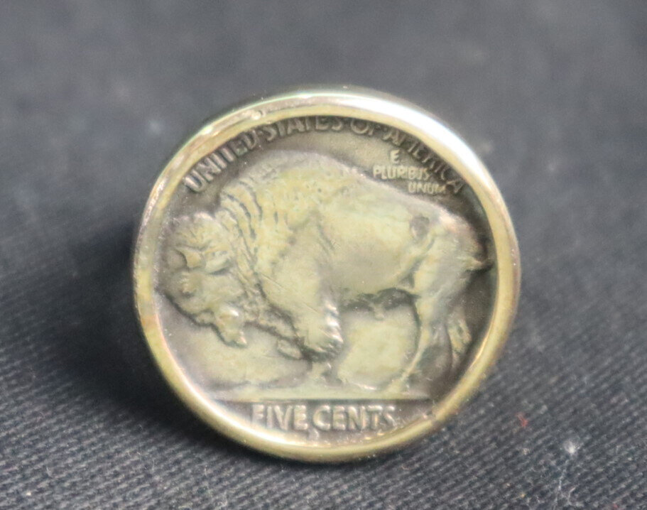US 1937 Buffalo Nickel Five Cents Coin Ring Bronze Frame #6 free resizing 21mm – photo 2