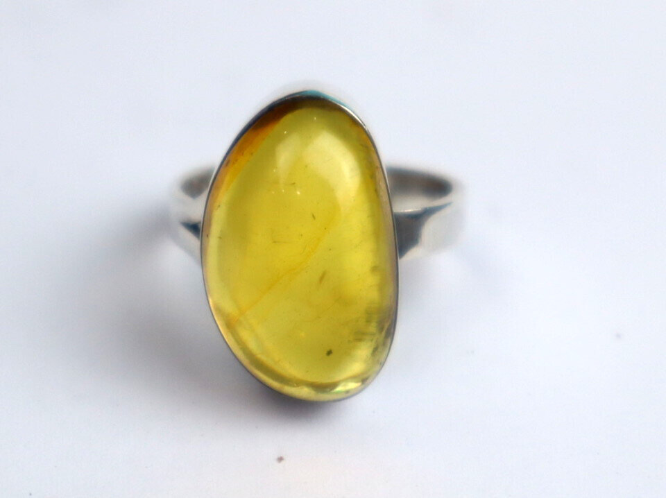 Exquisite Natural Clear Light Yellow Amber .925 Sterling Silver Ring #5 – photo 3
