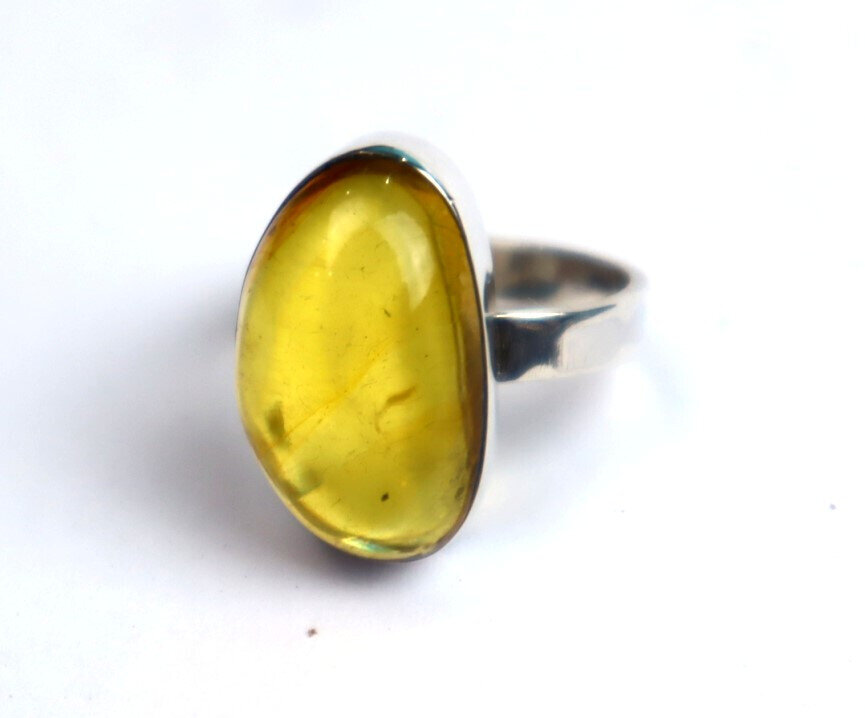 Exquisite Natural Clear Light Yellow Amber .925 Sterling Silver Ring #5 – photo 5