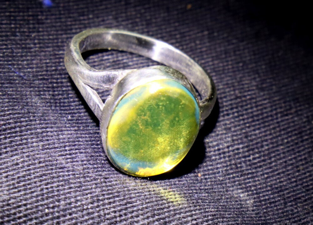 Exquisite Natural Clear Light Green Amber .925 Sterling Silver Ring #6 – photo 8