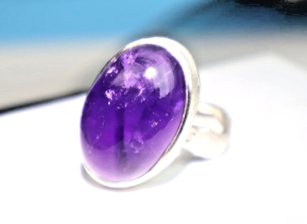 Exquisite Natural Clear Deep Purple Amethyst .925 Sterling Silver Ring #6 – photo 4