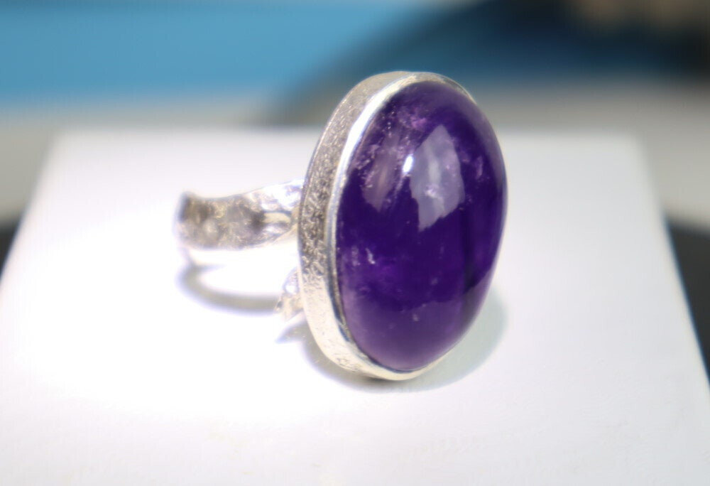 Exquisite Natural Clear Deep Purple Amethyst .925 Sterling Silver Ring #6 – photo 6