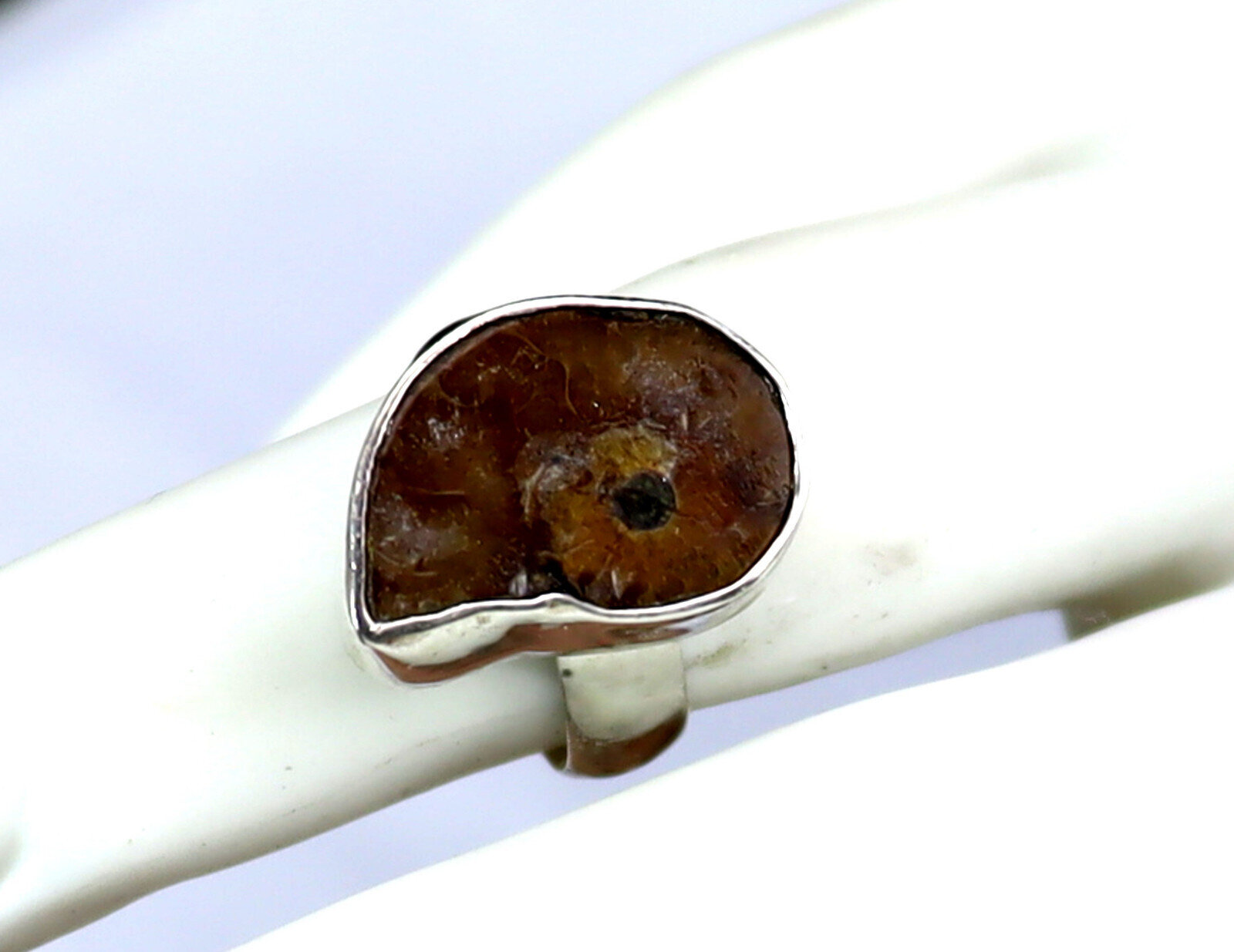 Excellent 450 mil years old Natural Ammonite Fossil .925 Sterling Silver Ring #6 – photo 5