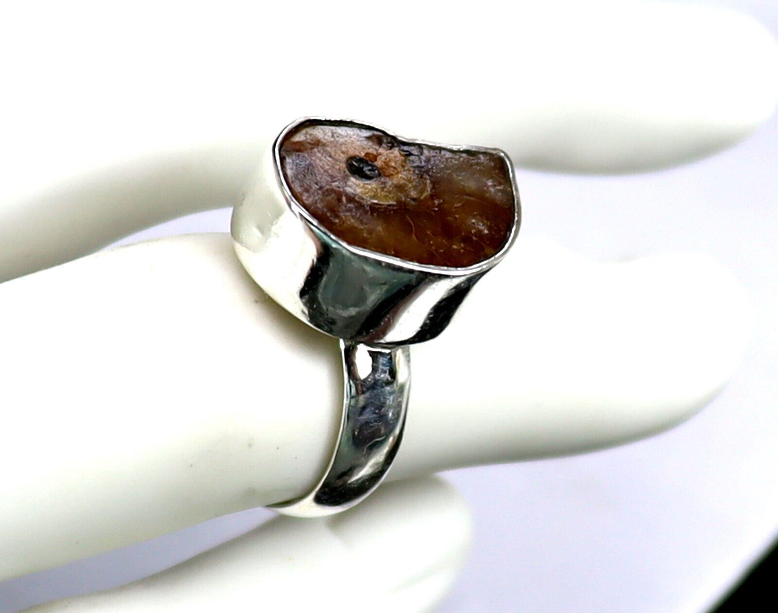 Excellent 450 mil years old Natural Ammonite Fossil .925 Sterling Silver Ring #6 – photo 7
