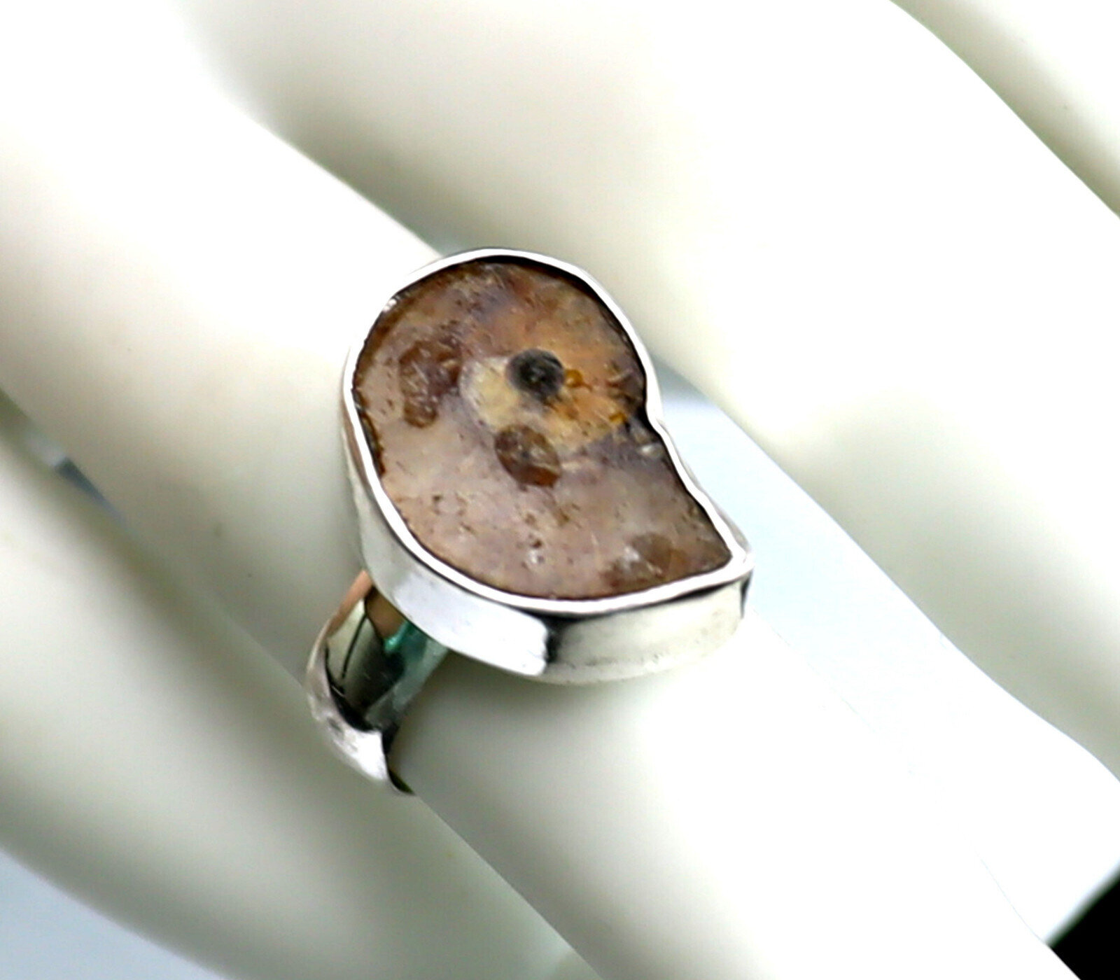 Excellent 450 mil years old Natural Ammonite Fossil .925 Sterling Silver Ring #6 – photo 8