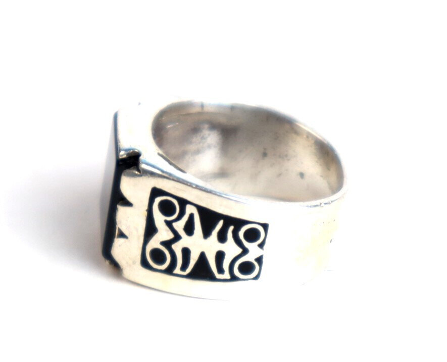 Excellent Opaque Deep Black Onyx .925 Sterling Silver Ring #6 – photo 4
