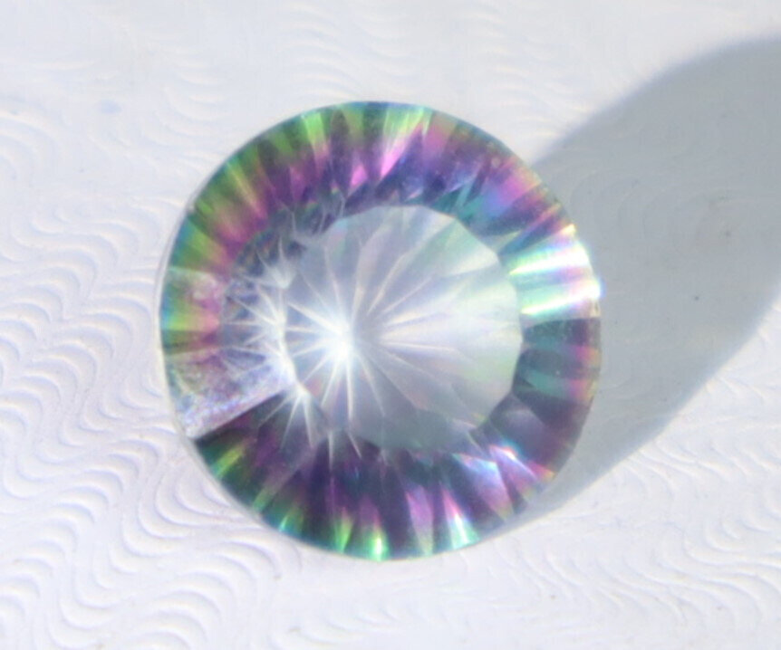 Impressive Faceted Clear Mystic Rainbow Topaz Round Stone 12mm 6CT – photo 9