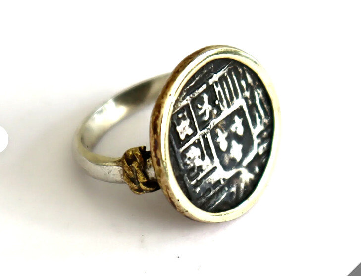 Atocha SPAIN COLONIAL PIRATE Shipwreck COIN .925 Solid STERLING SILVER RING #8