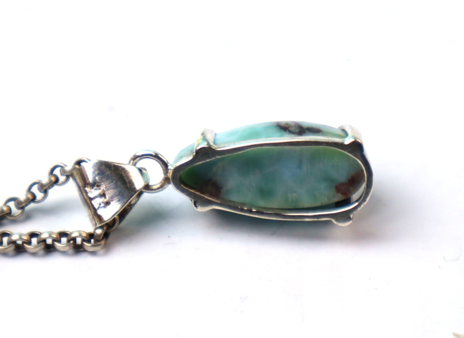 Beautiful Natural Ocean Blue Larimar .925 Sterling Silver Pendant 32mm – photo 8