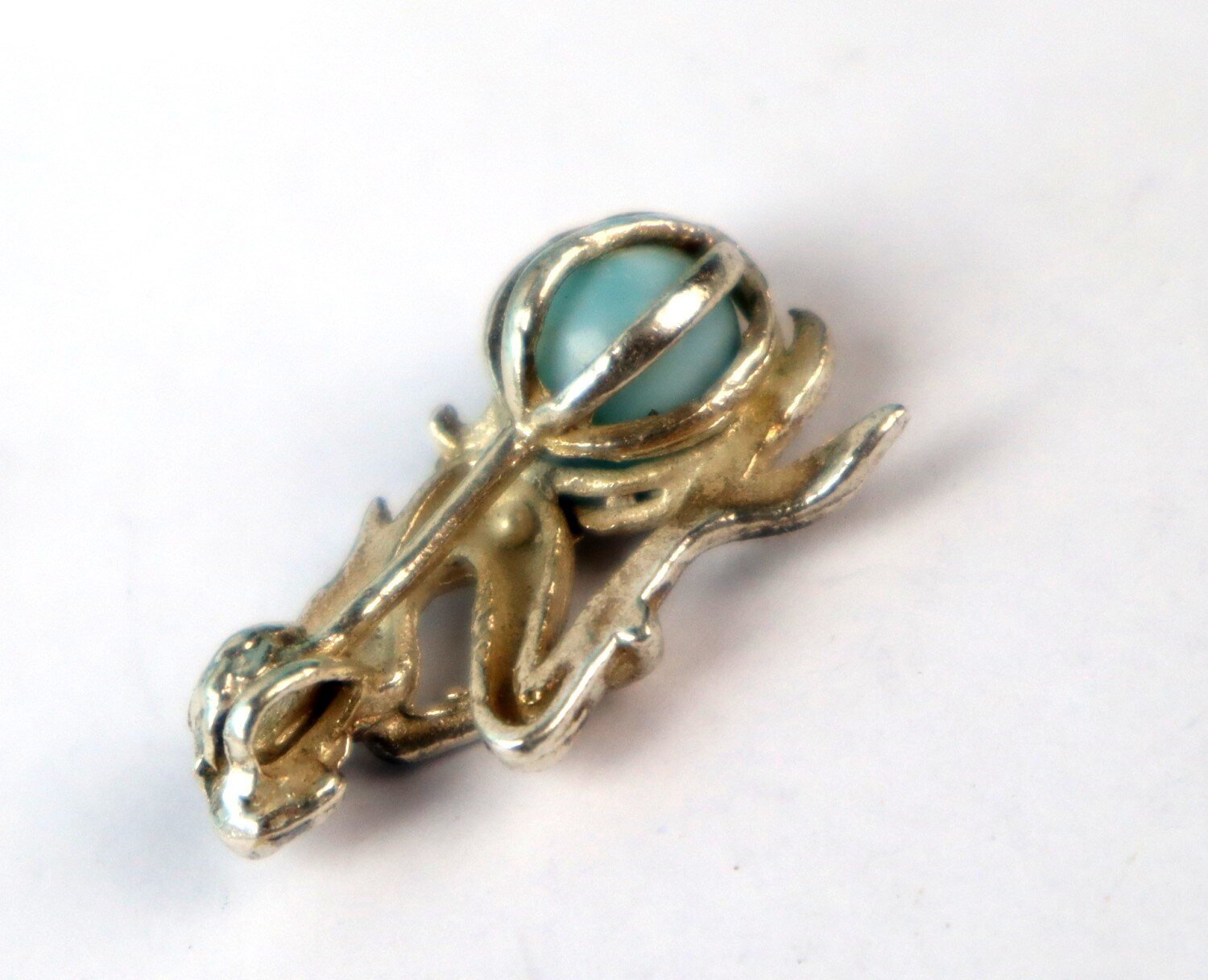 Lovely Natural Sky Blue Larimar .925 Sterling Silver Nixe Mermaid Pendant 27mm – photo 5