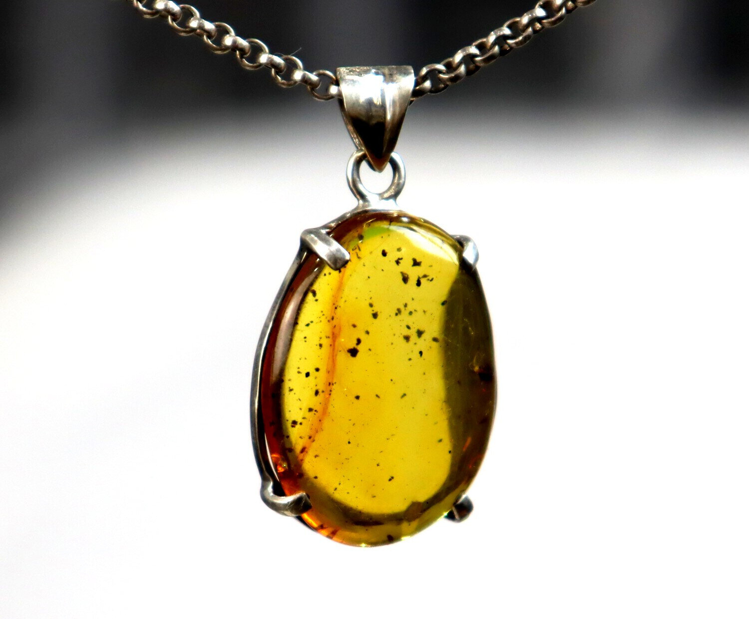 Natural Amber .925 Sterling Silver Pendant 39mm Insect Beetle Bug Fossil – photo 4