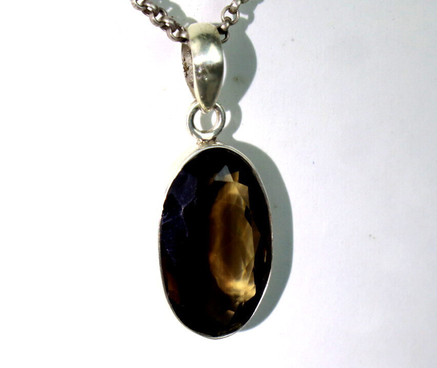 Natural Smoky Quartz Pendant 925 Sterling Silver 42mm 33.5CT Clear – photo 4