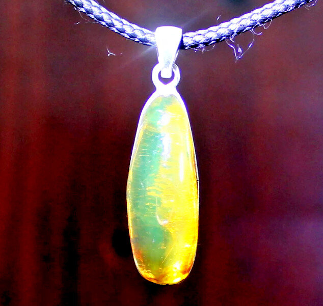 Finest Natural Clear Orange Green Amber .925 Sterling Silver Pendant 34mm – photo 5