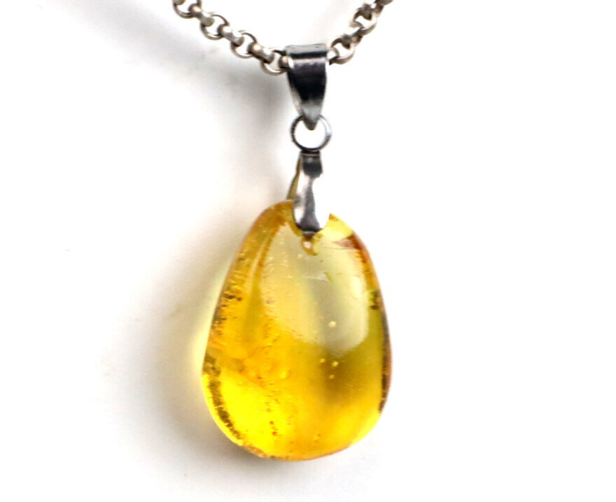 Exquisite Genuine Natural Crystal Clear Yellow Amber Pendant 37mm – photo 6