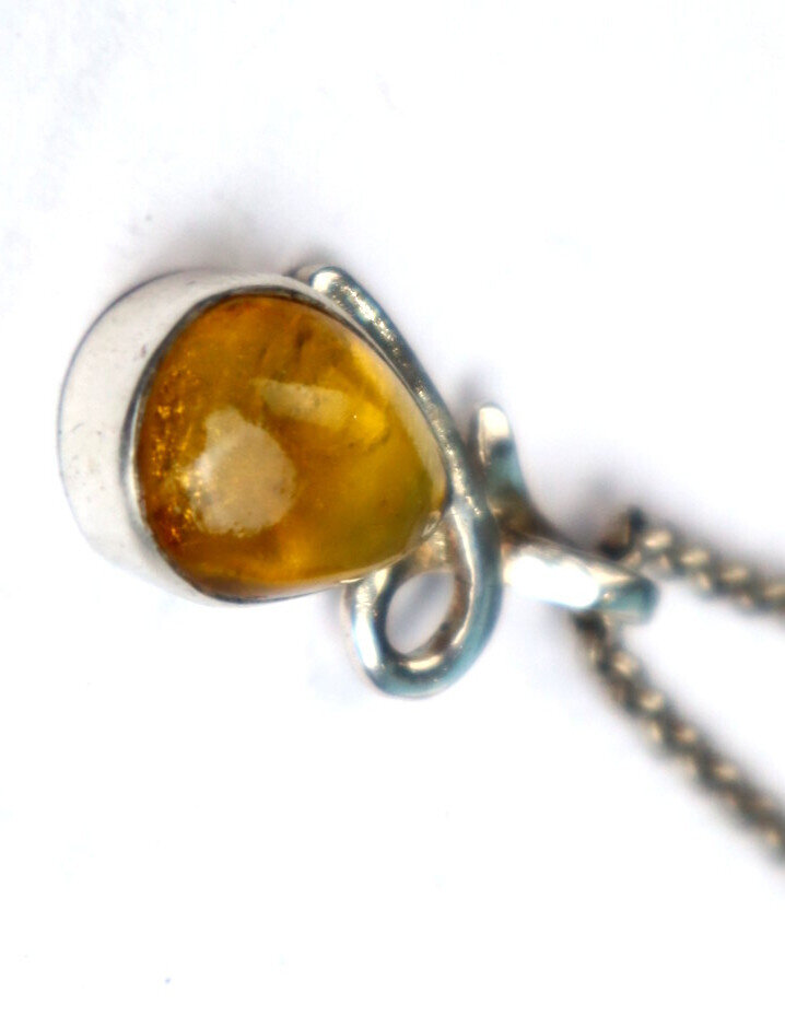 Natural Dominican Yellow Amber Pendant 925 Sterling Silver 30mm Clear Orange – photo 10