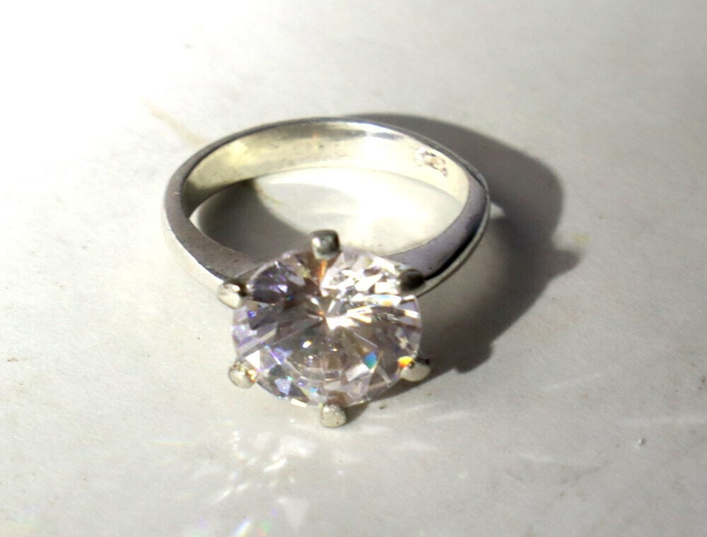 Impressive Clear SILVER Topaz .925 Sterling Silver Ring #5.5 free resizing – photo 9