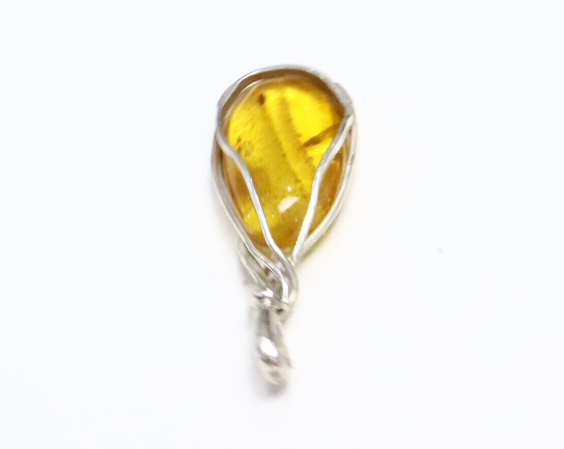 Natural Clear Amber fossil Insect Bee Wasp .925 Sterling Silver Pendant 50mm – photo 4
